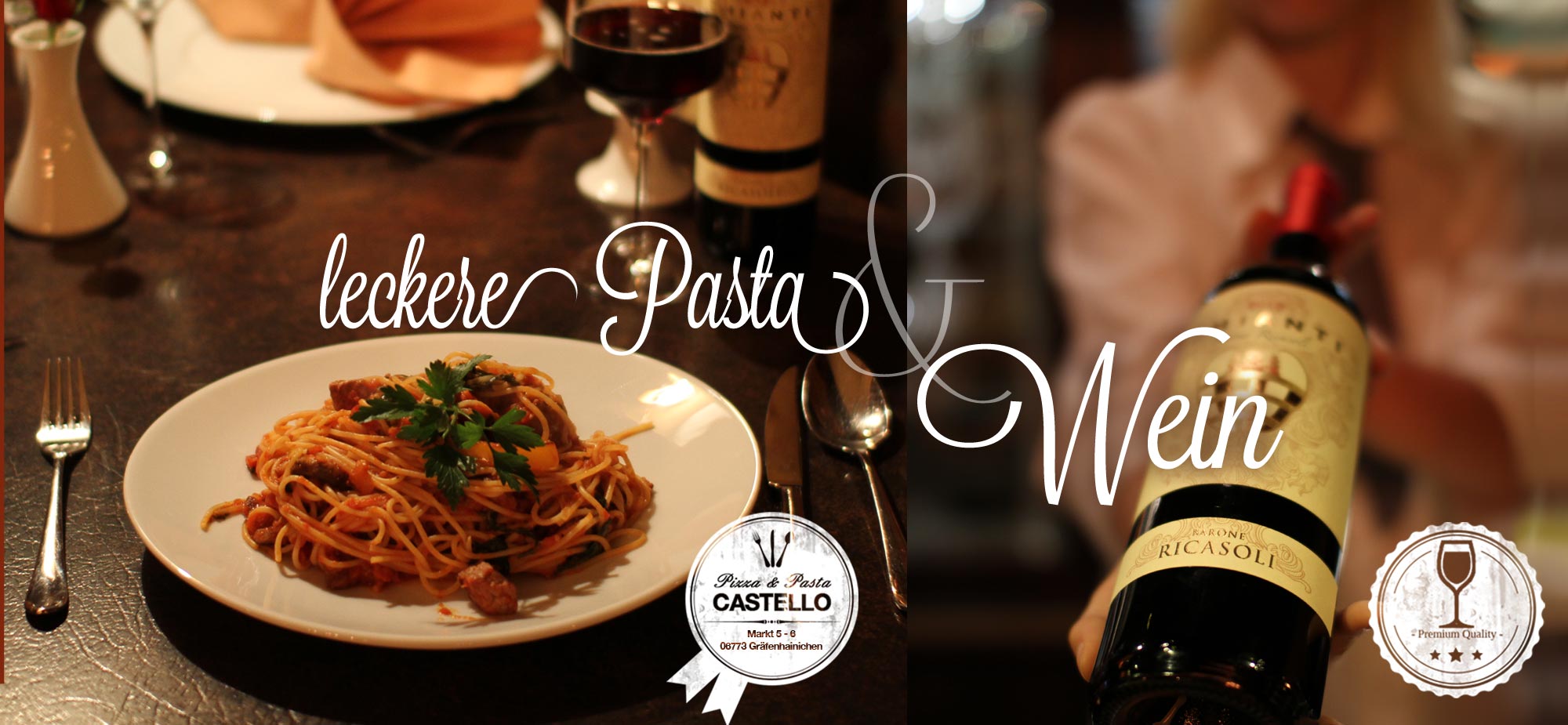 Leckere Pasta & Wein